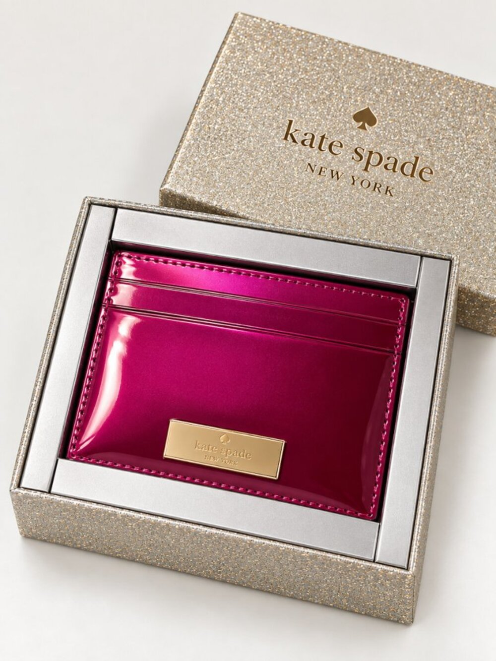 Kate Spade Kenzie Cardholder Dark Raspberry Patent Boxed NIB
